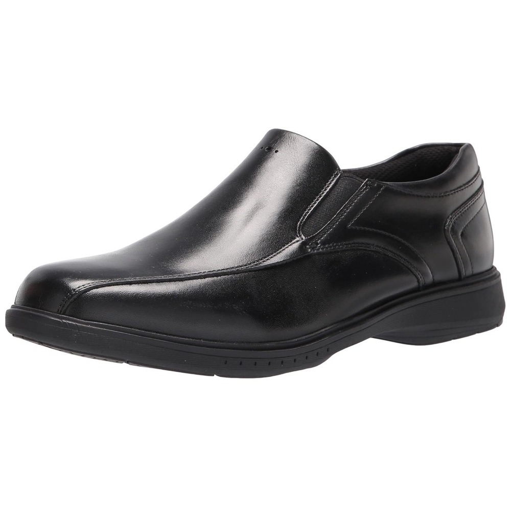 Nunn Bush Kore Pro Mens Black Leather Slip On Loafers Gel Memory Foam 12M